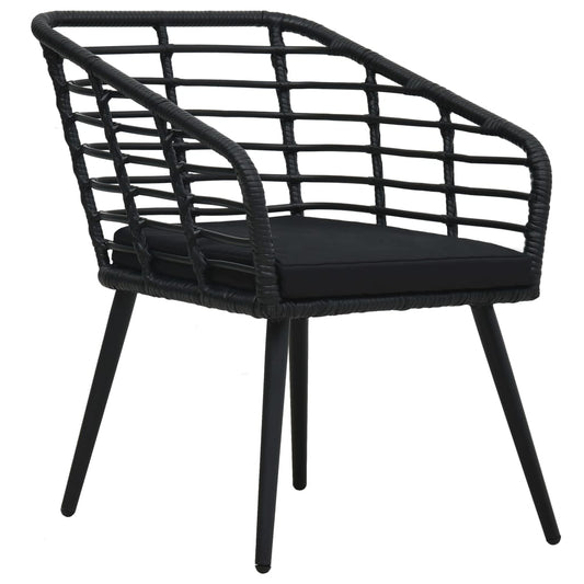 Sedie da Giardino con Cuscini 2 pz in Polyrattan Nere | homemem39