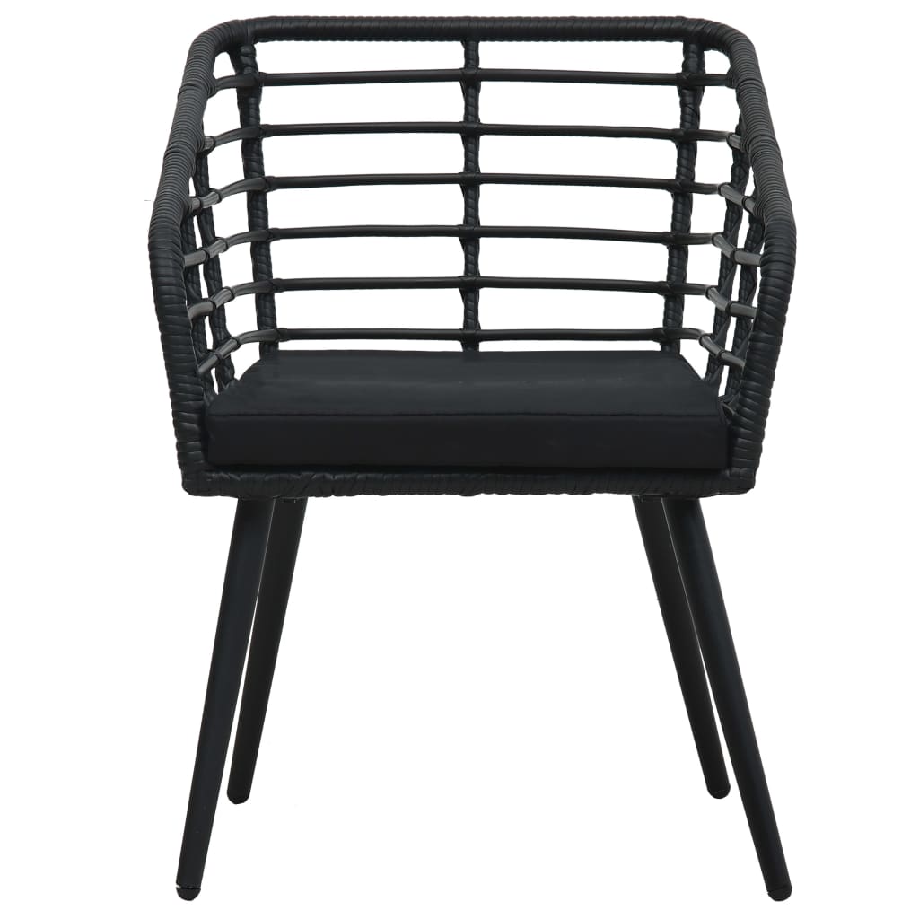 Sedie da Giardino con Cuscini 2 pz in Polyrattan Nere | homemem39
