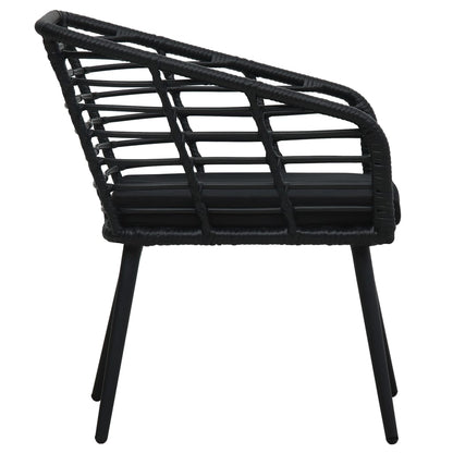Sedie da Giardino con Cuscini 2 pz in Polyrattan Nere