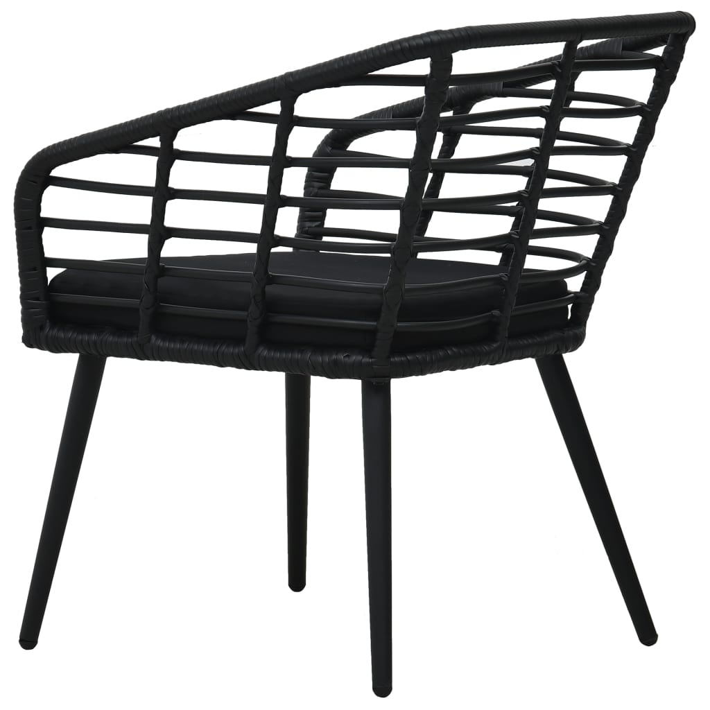 Sedie da Giardino con Cuscini 2 pz in Polyrattan Nere | homemem39