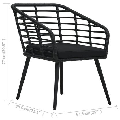 Sedie da Giardino con Cuscini 2 pz in Polyrattan Nere - homemem39
