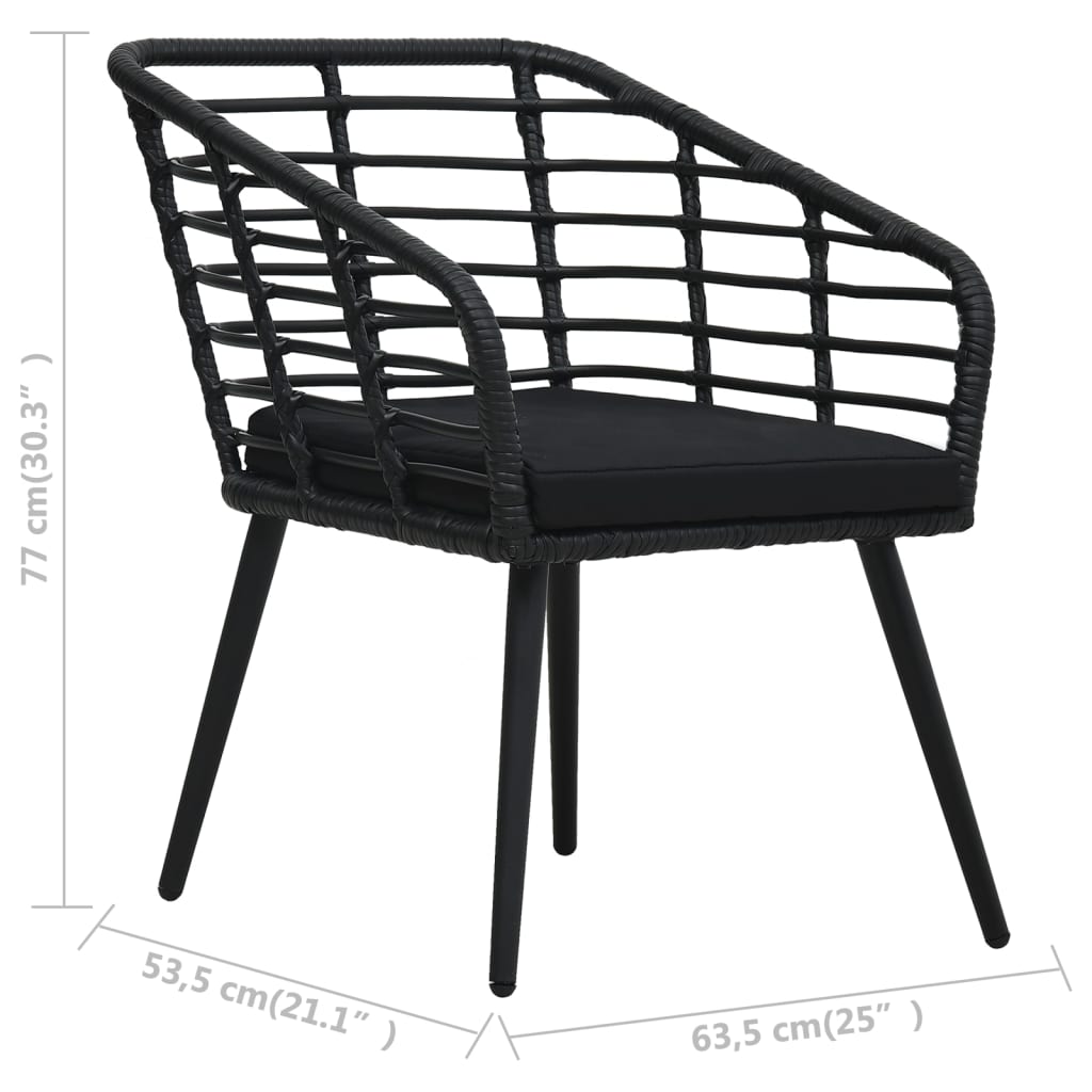 Set da Bistrot 3 pz in Polyrattan Nero | homemem39