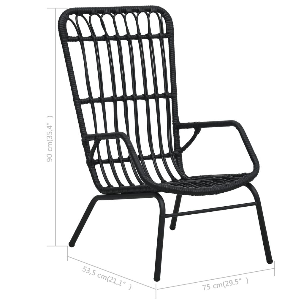 Sedia da Giardino in Polyrattan Nera | homemem39