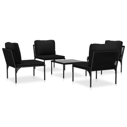 Set Divani da Giardino 5 pz con Cuscini Neri in PVC | homemem39