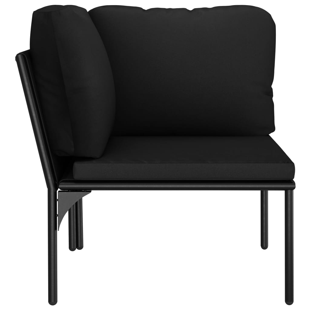 Set Divani da Giardino 3 pz con Cuscini Neri in PVC | homemem39