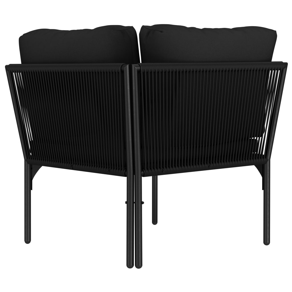 Set Divani da Giardino 3 pz con Cuscini Neri in PVC | homemem39