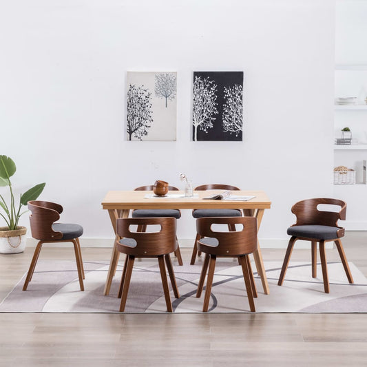 Sedie da Pranzo 6 pz Grigio Scuro in Legno Piegato e Tessuto | homemem39