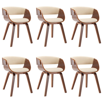 Sedie da Pranzo 6 pz Crema in Legno Piegato e Similpelle | homemem39