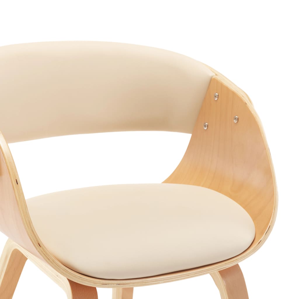 Sedie da Pranzo 4 pz in Legno Curvato e Similpelle Crema | homemem39