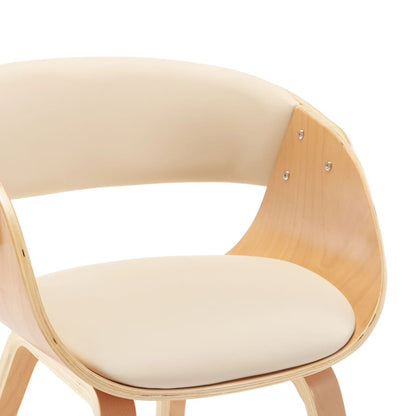 Sedie da Pranzo 4 pz in Legno Curvato e Similpelle Crema | homemem39