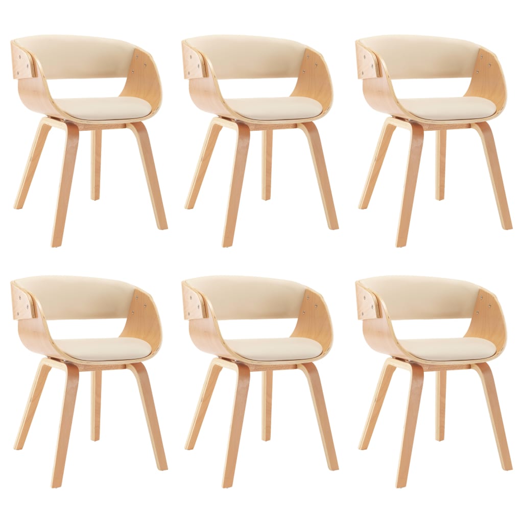 Sedie da Pranzo 6 pz Crema in Legno Piegato e Similpelle | homemem39