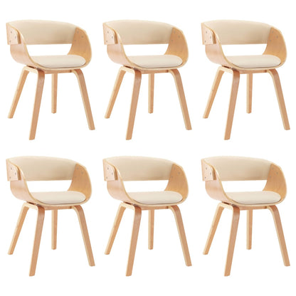 Sedie da Pranzo 6 pz Crema in Legno Piegato e Similpelle | homemem39