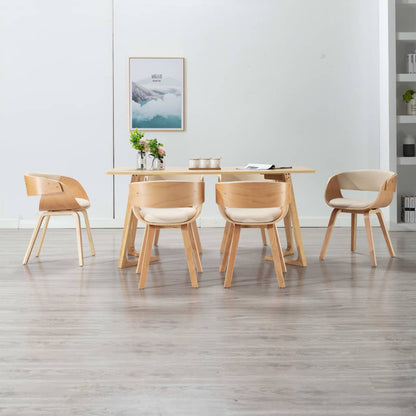 Sedie da Pranzo 6 pz Crema in Legno Piegato e Similpelle | homemem39