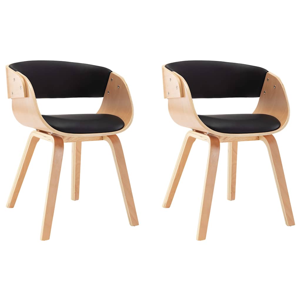Sedie da Pranzo 2 pz Nere in Legno Curvato e Similpelle