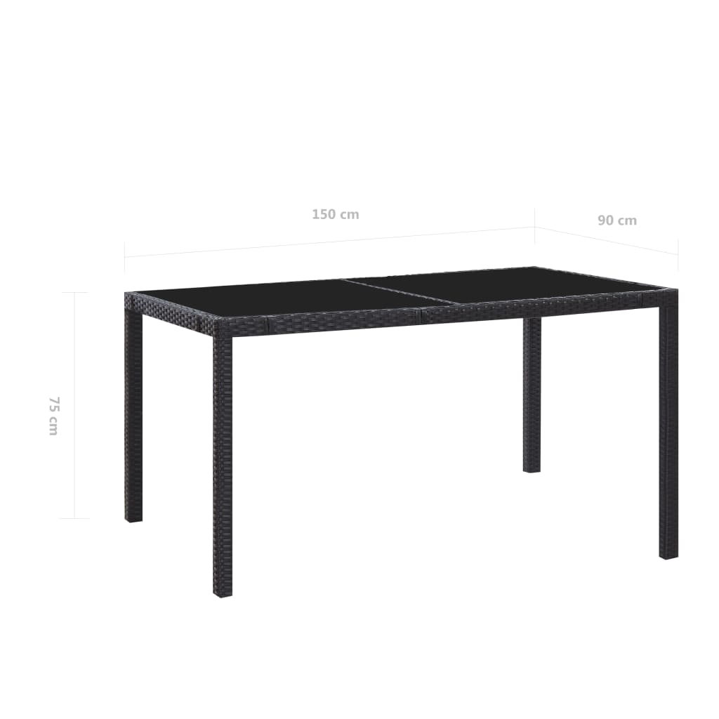Set Mobili da Pranzo per Giardino 7 pz in Polyrattan Nero | homemem39