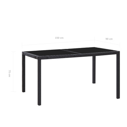 Set Mobili da Pranzo per Giardino 7 pz in Polyrattan Nero | homemem39