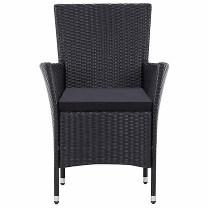 Set Mobili da Pranzo per Giardino 7 pz in Polyrattan Nero