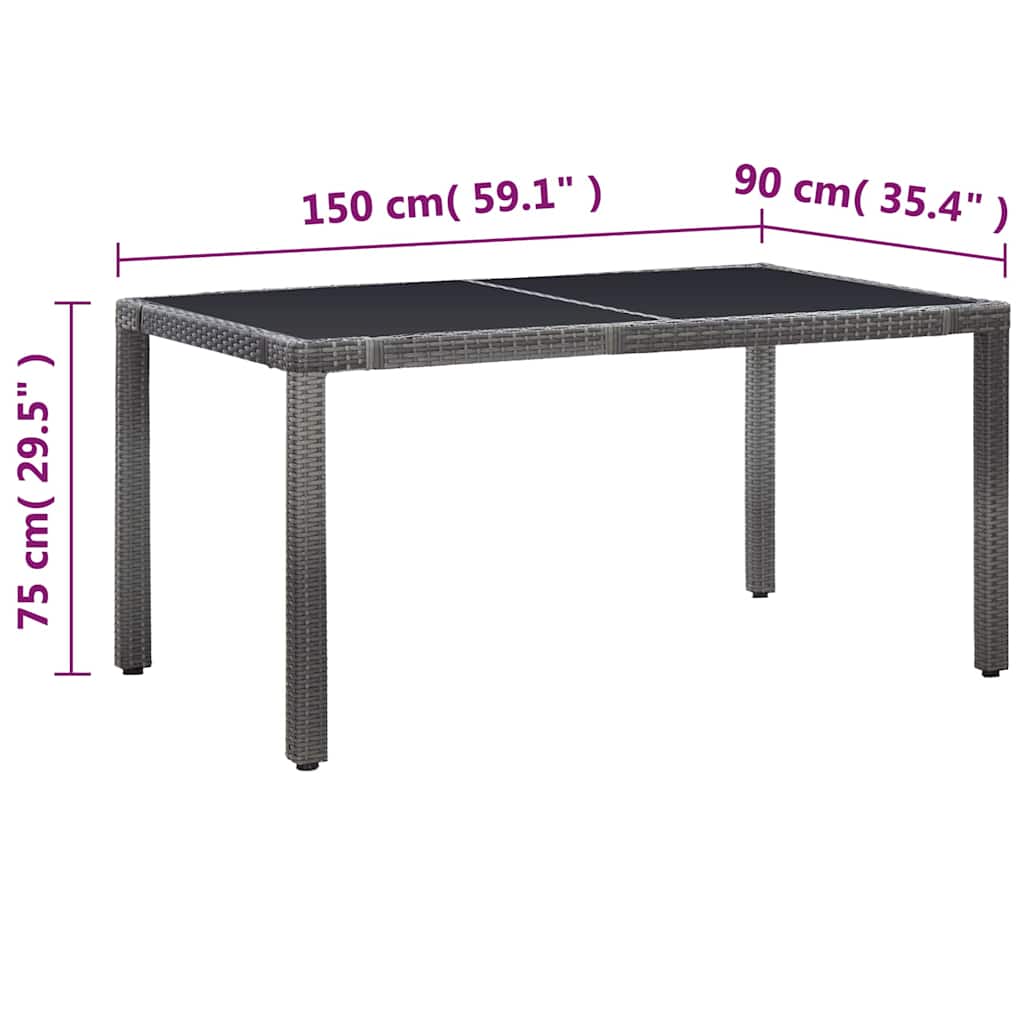 Set da Pranzo da Giardino 7 pz in Polyrattan Grigio