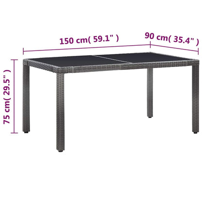 Set da Pranzo da Giardino 7 pz in Polyrattan Grigio