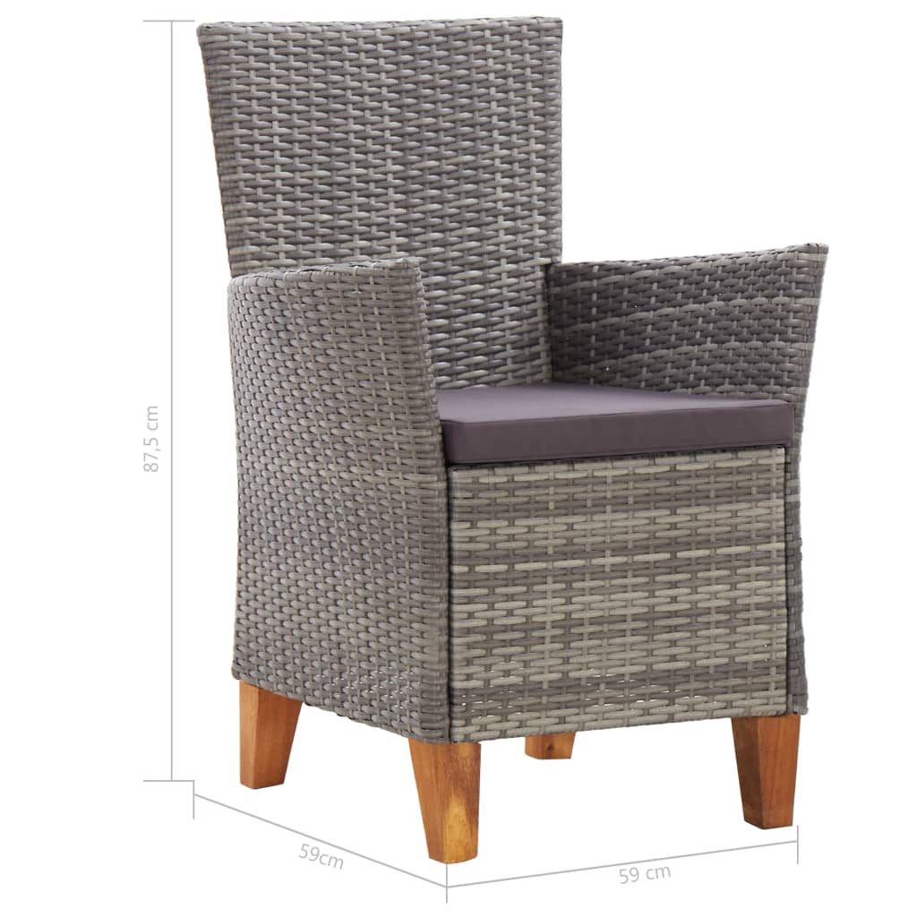 Set Pranzo da Giardino 7 pz Polyrattan e Legno d'Acacia Grigio | homemem39