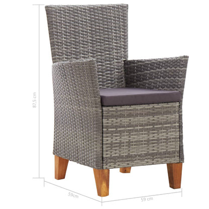Set Pranzo da Giardino 7 pz Polyrattan e Legno d'Acacia Grigio | homemem39