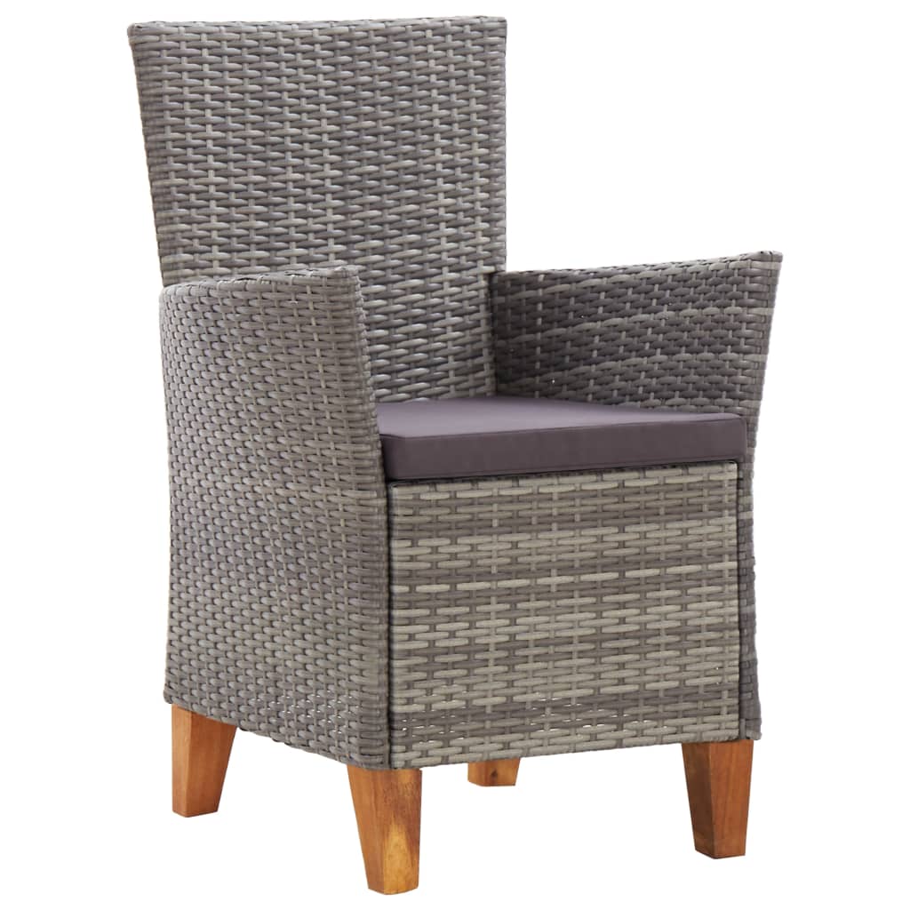 Set Pranzo da Giardino 7 pz Polyrattan e Legno d'Acacia Grigio | homemem39