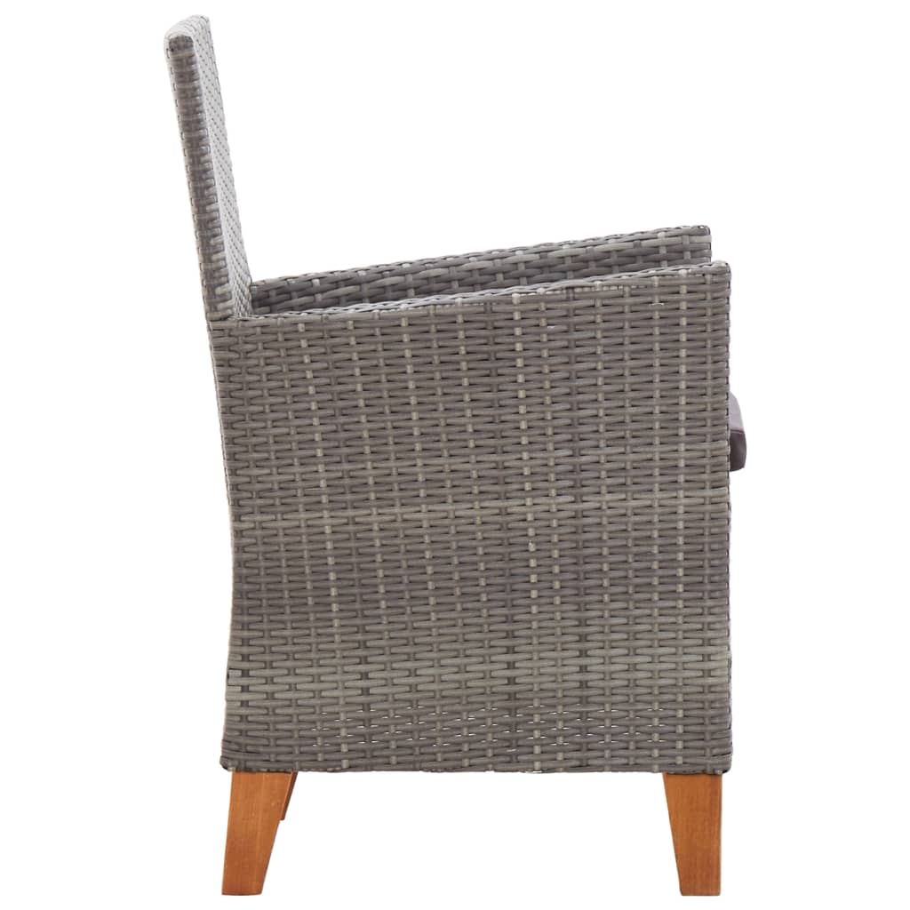 Set Pranzo da Giardino 7 pz Polyrattan e Legno d'Acacia Grigio | homemem39