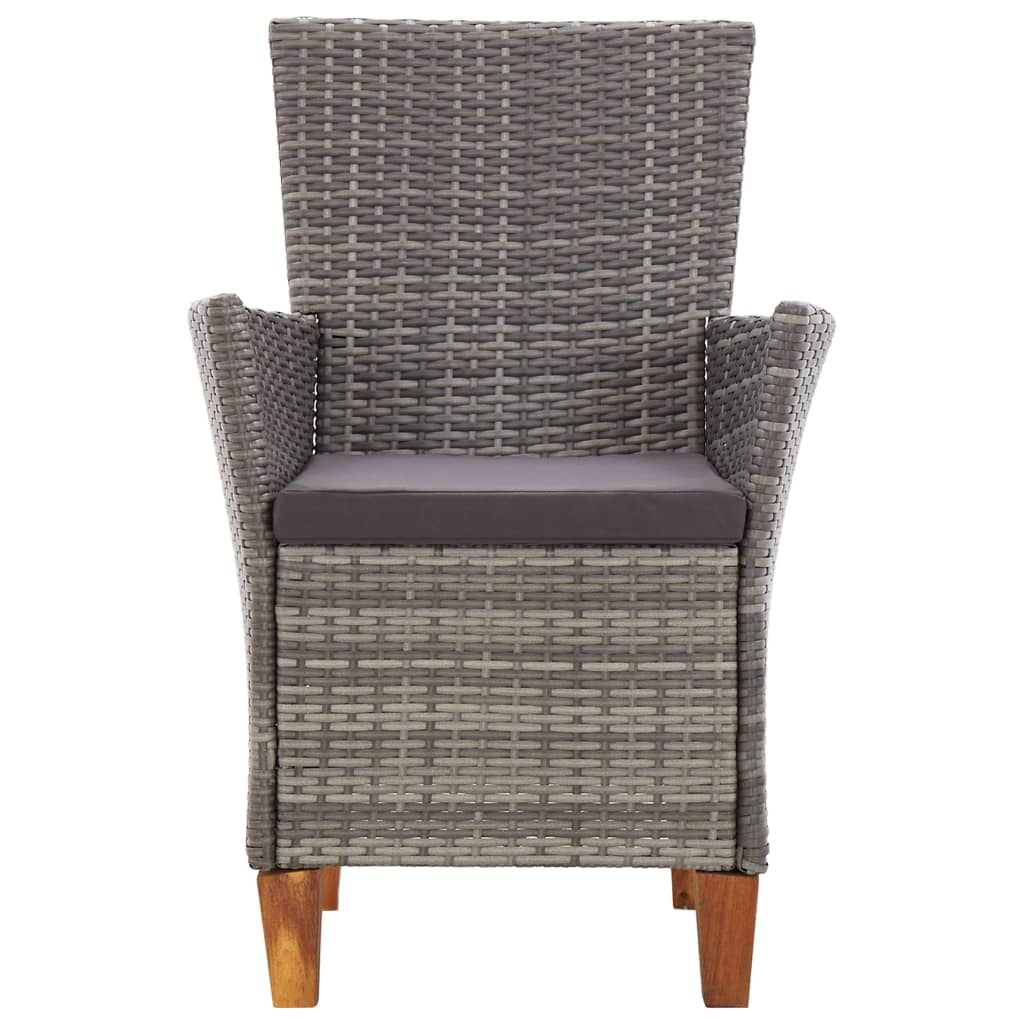 Set Pranzo da Giardino 9 pz Polyrattan e Legno d'Acacia Grigio | homemem39