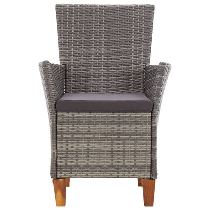 Set Pranzo da Giardino 9 pz Polyrattan e Legno d'Acacia Grigio | homemem39