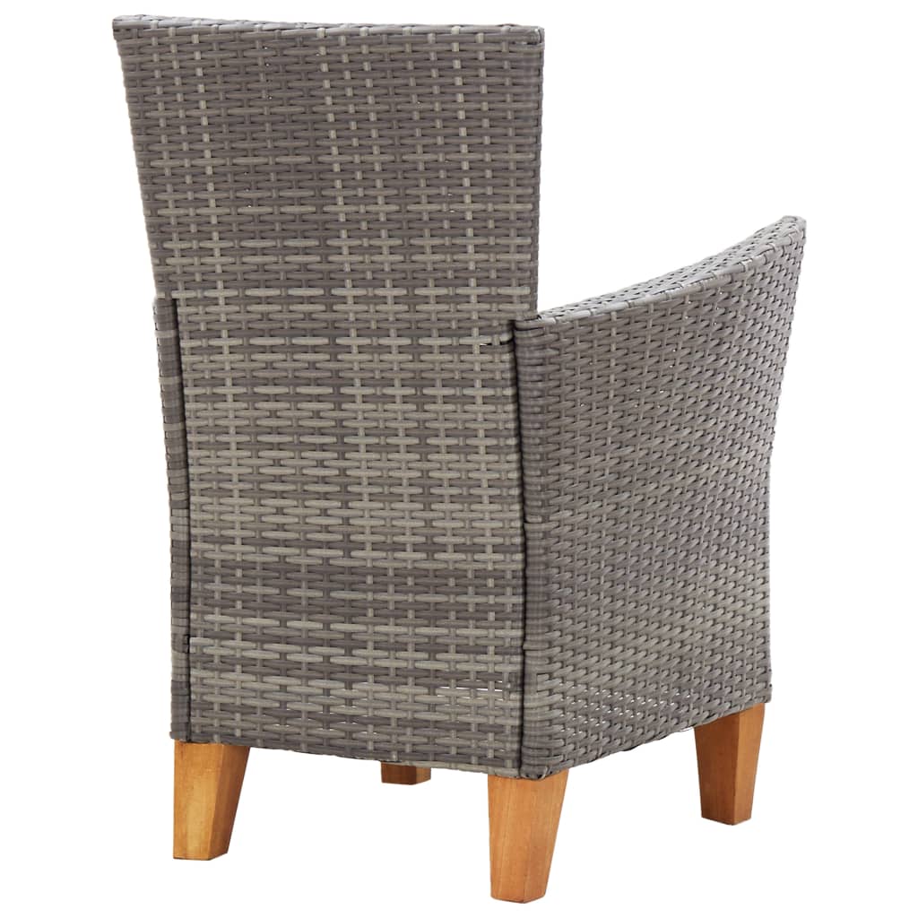 Set Pranzo da Giardino 9 pz Polyrattan e Legno d'Acacia Grigio | homemem39