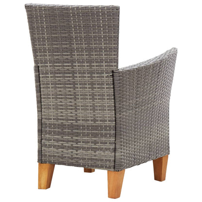 Set Pranzo da Giardino 9 pz Polyrattan e Legno d'Acacia Grigio | homemem39