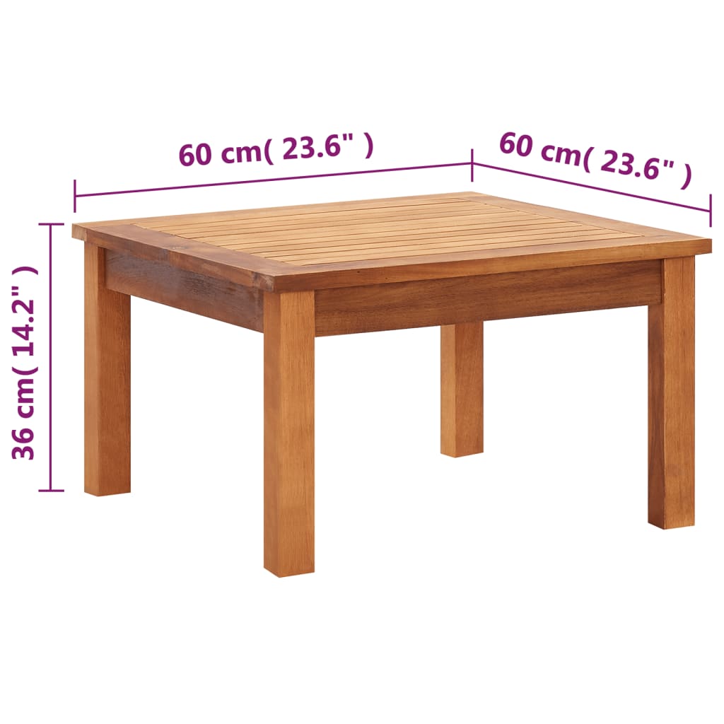 Tavolino da Caffè per Giardino 60x60x36 cm Legno di Acacia | homemem39