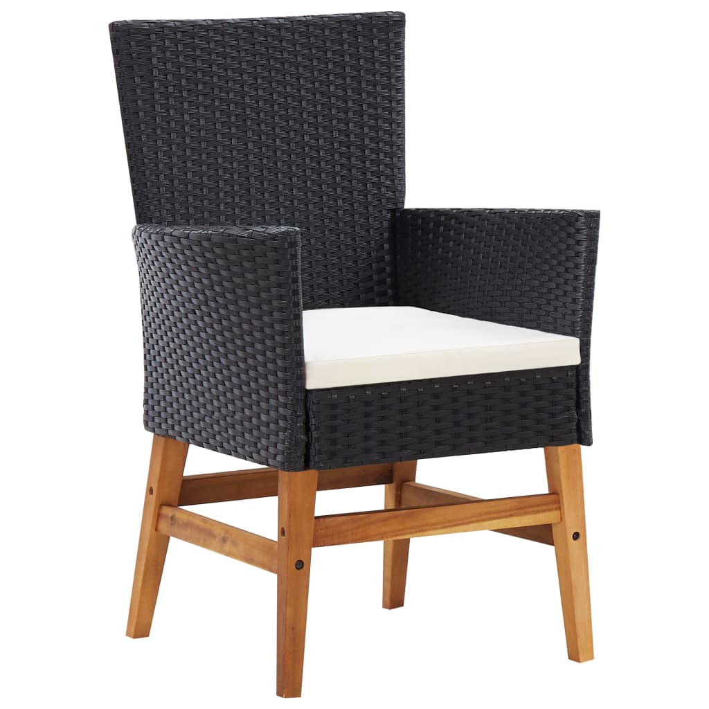 Set da Pranzo da Giardino 7 pz Nero in Polyrattan e Acacia | homemem39