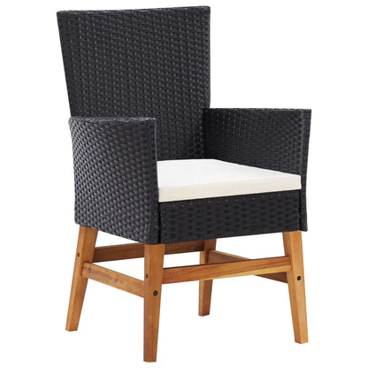 Set da Pranzo da Giardino 7 pz Nero in Polyrattan e Acacia | homemem39