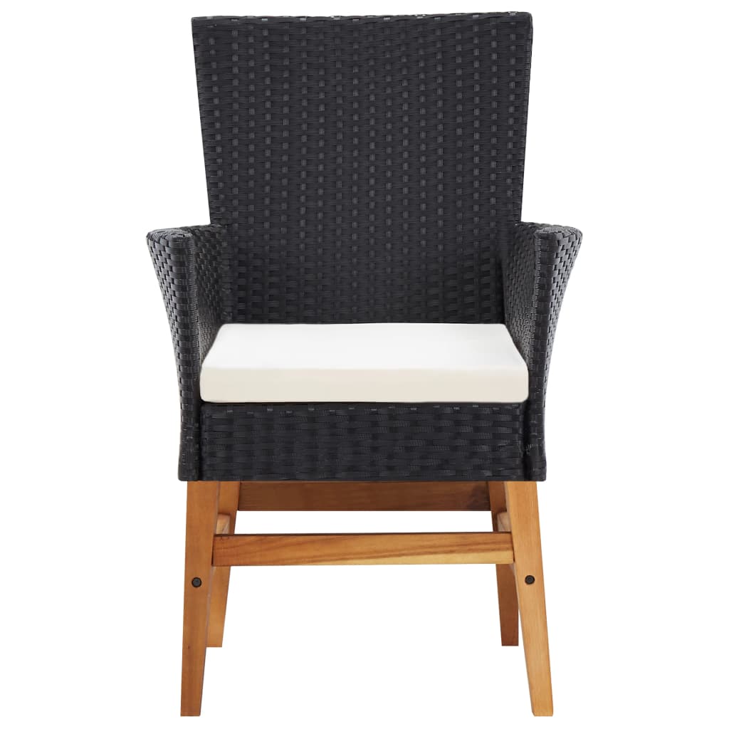 Set da Pranzo da Giardino 7 pz Nero in Polyrattan e Acacia | homemem39