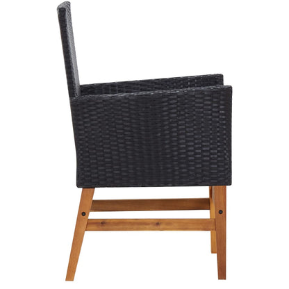 Set da Pranzo da Giardino 7 pz Nero in Polyrattan e Acacia | homemem39