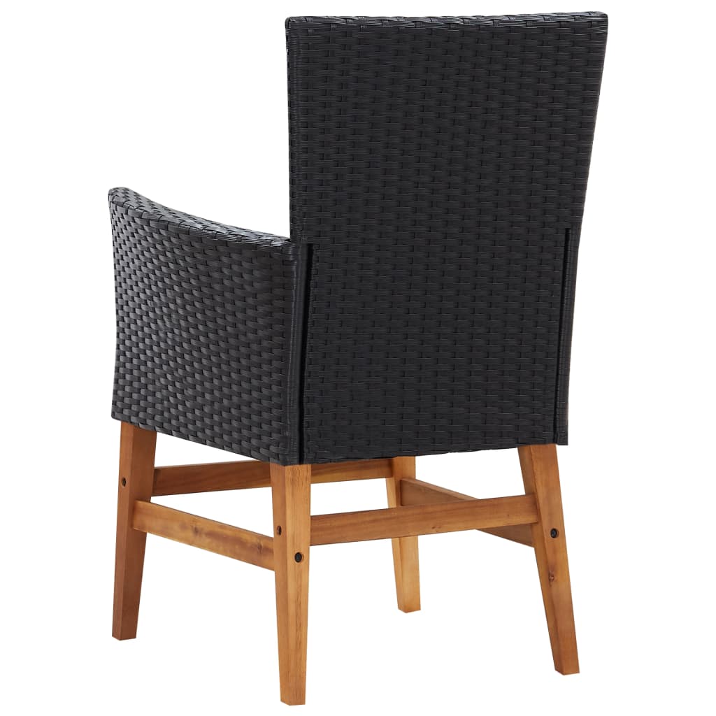 Set da Pranzo da Giardino 7 pz Nero in Polyrattan e Acacia | homemem39