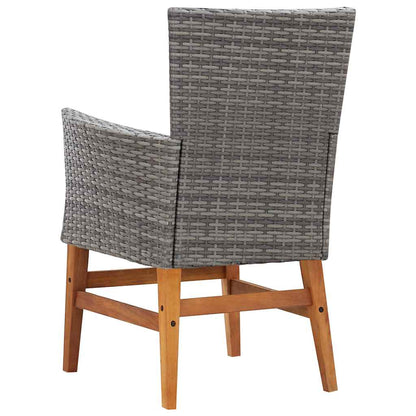 Set da Pranzo da Giardino 7 pz Grigio in Polyrattan e Acacia