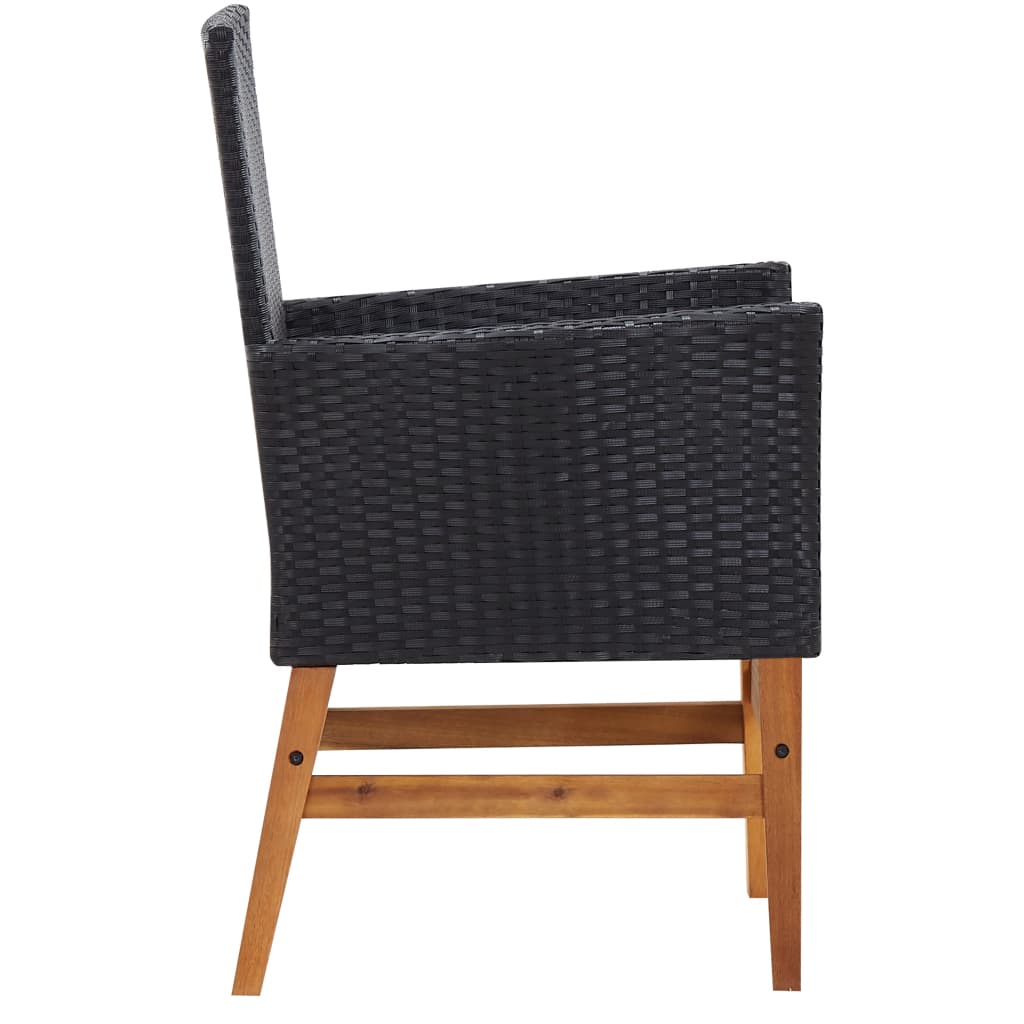 Set da Pranzo da Giardino 9 pz Nero in Polyrattan e Acacia | homemem39