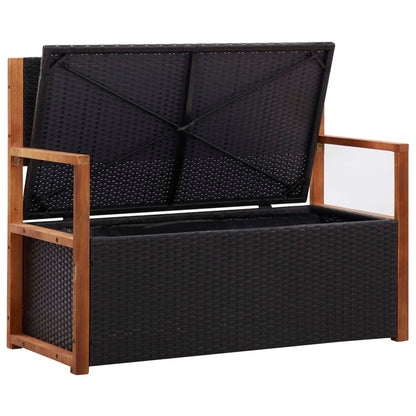 Cassapanca 115 cm in Polyrattan e Legno Massello di Acacia Nero - homemem39