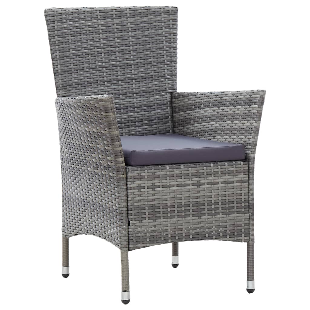 Set da Pranzo per Esterni 7 pz con Cuscini in Polyrattan Grigio | homemem39