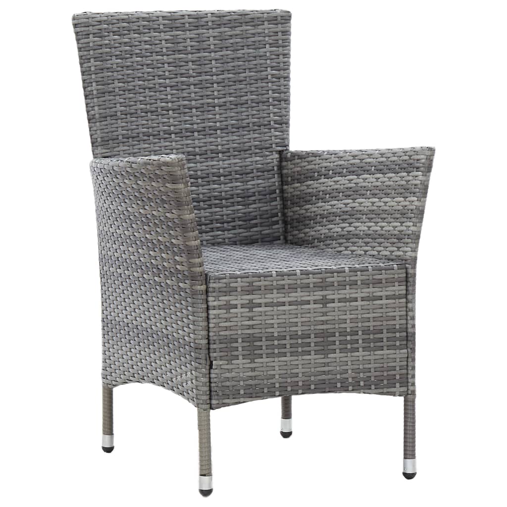 Set da Pranzo per Esterni 7 pz con Cuscini in Polyrattan Grigio | homemem39