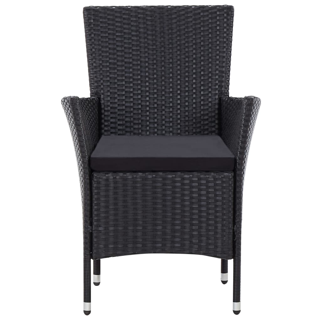 Set da Pranzo da Giardino 9 pz con Cuscini in Polyrattan Nero - homemem39