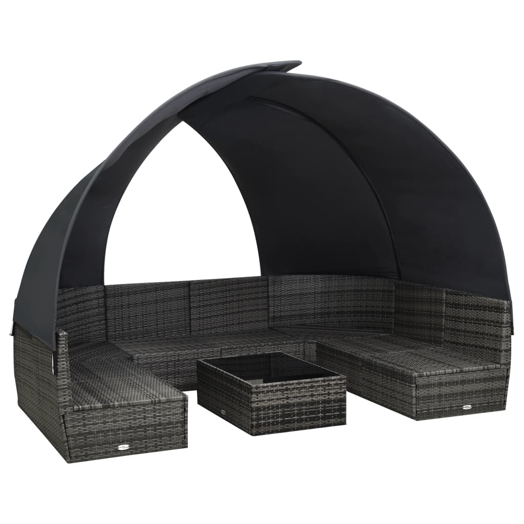 Set Divano Giardino 9 pz e Baldacchino in Polyrattan Antracite | homemem39