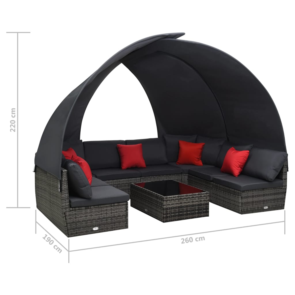 Set Divano Giardino 9 pz e Baldacchino in Polyrattan Antracite | homemem39