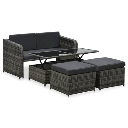 Set Divani da Giardino 4 pz con Cuscini in Polyrattan Antracite | homemem39