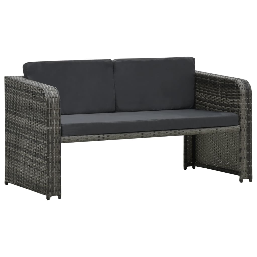 Set Divani da Giardino 4 pz con Cuscini in Polyrattan Antracite | homemem39