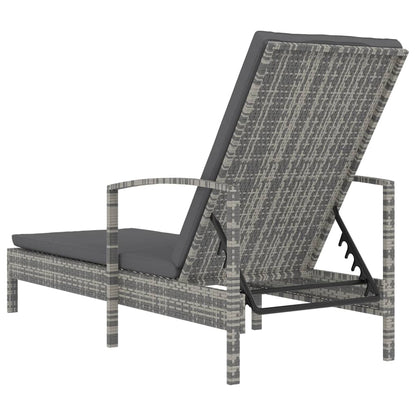 Lettino Prendisole con Braccioli in Polyrattan Grigio - homemem39
