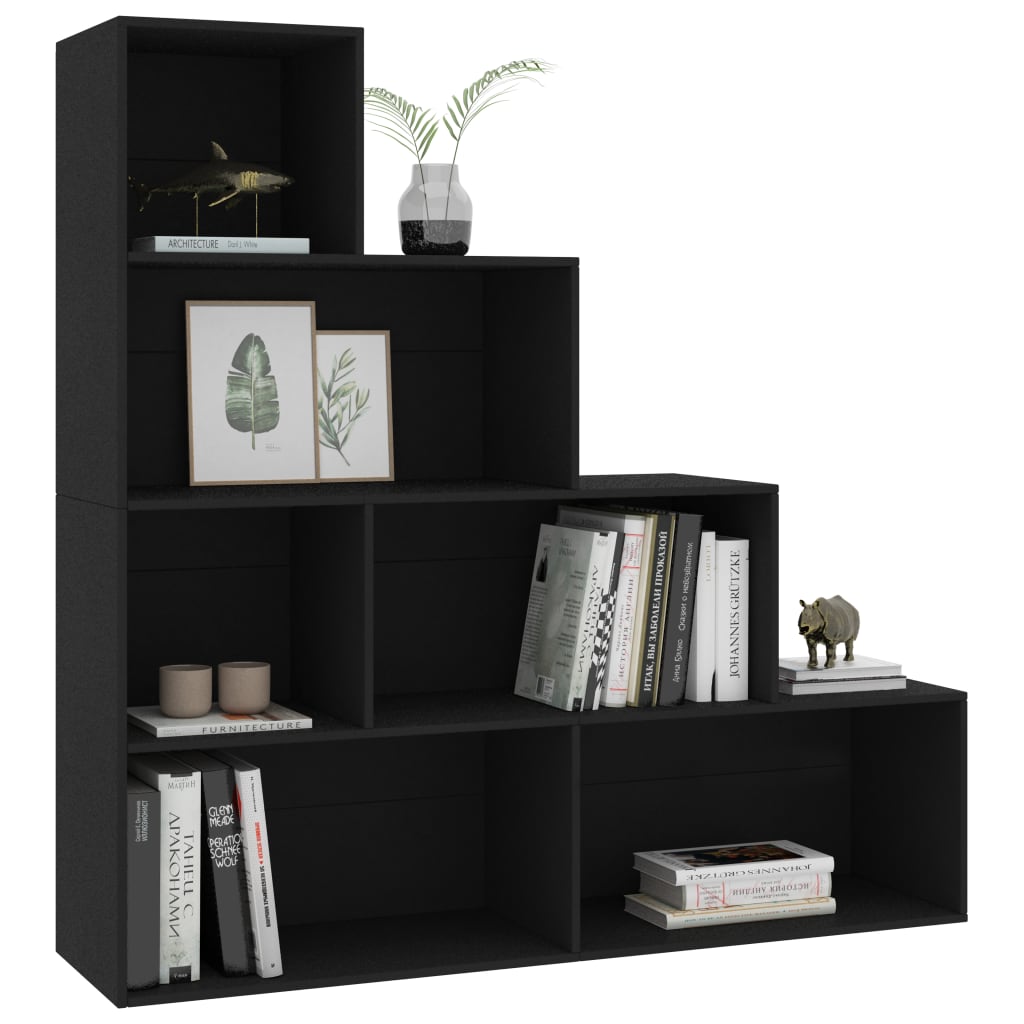 Libreria/Divisorio Nero 155x24x160 cm in Legno Multistrato | homemem39