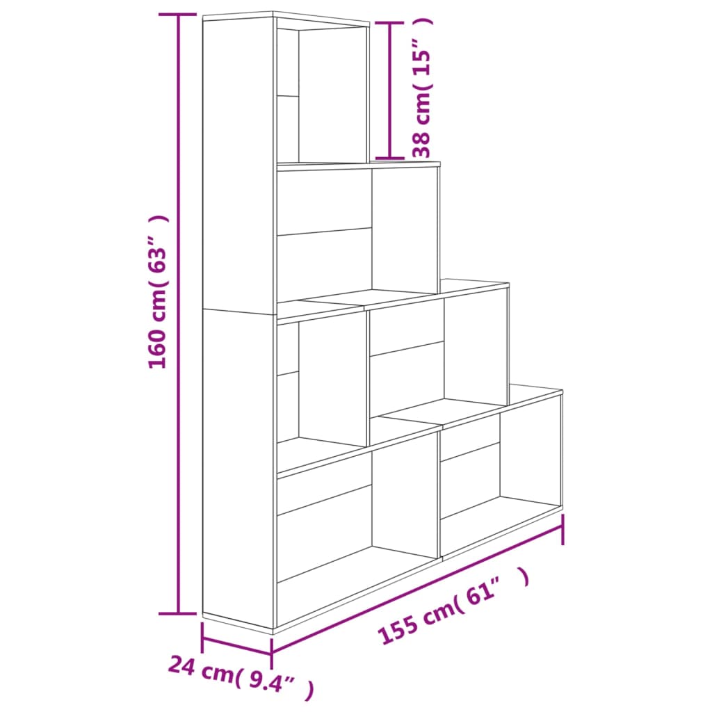 Libreria/Divisorio Grigio Cemento 155x24x160 Legno Multistrato | homemem39